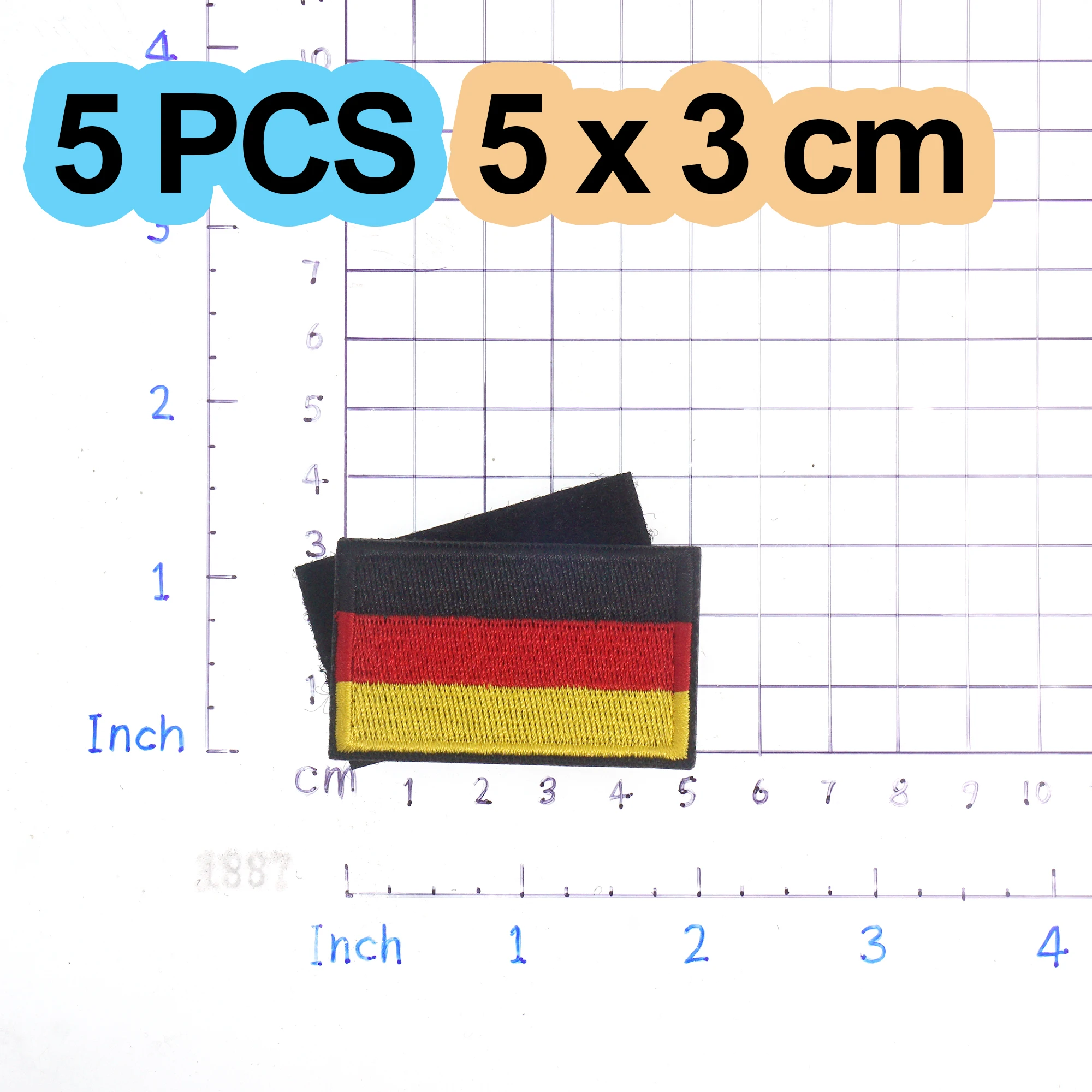 5PCS/1PC Deutsche Flagge Gestickter Aufnäher Deutschland Haken & Schleife Schulter Abzeichen Applikation Eisen Auf für Kleidung Zubehör