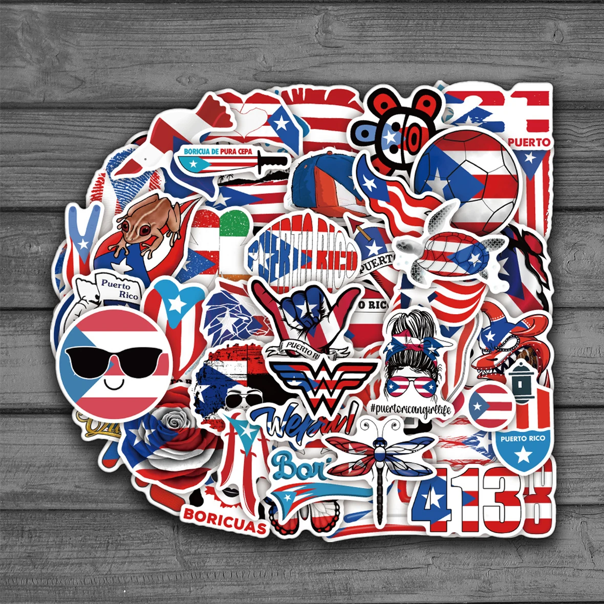 50PCS Puerto Rico National Flag Stickers For Travel Suitcase Skateboard Guitar Laptop Stationery Decor Graffiti Kids Gift Toys