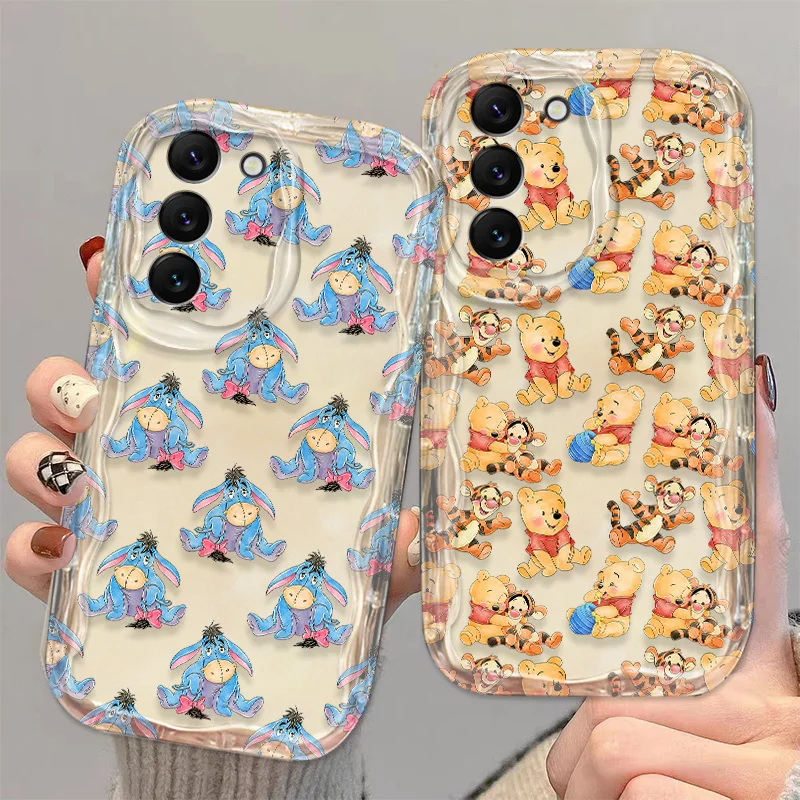 Winnie The Pooh Cute Phone Case For S21 S23 S24 Ultra Plus FE A55 A35 A25 A05S A54 A53 A52 A33 A32 Wave Oil Cover