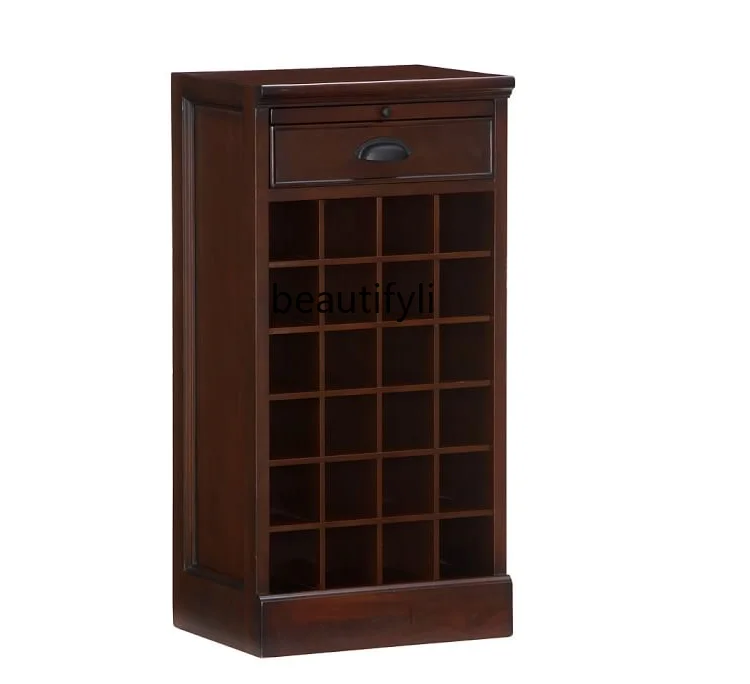 

American-Style Solid Wood Home Wine Cabinet Combination Sideboard Cabinet Tea Storage Partition Clothes Closet