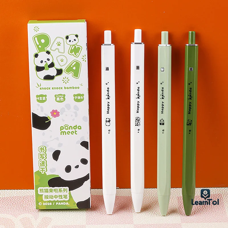 1/4Pcs Creative Cute Cartoon Panda Gradient Color Gel Pen Kawaii Student Stationery 0.5mm Black Ink Pen School Office Supplies