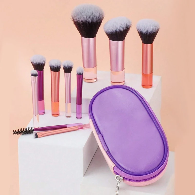 10 color Mini makeup brush Travel portable Makeup Tool - Palm Brush Professional travel makeup brush set Beauty Tools