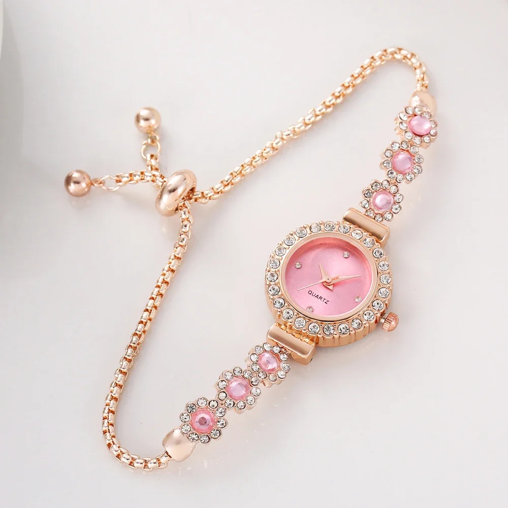 Hot selling lazy free pull-out women's bracelet women's watch fashionable color diamond inlaid fashionable temperament quartz
