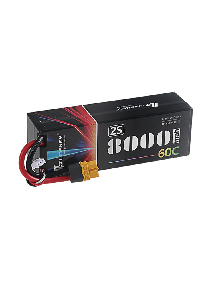 Verbeterde 2S 7.4V 8000mAh 60C Lipo-batterij met T/XT60-stekker HardCase voor auto, helikopter, quadcopter, vrachtwagen, boot - afbeelding 2