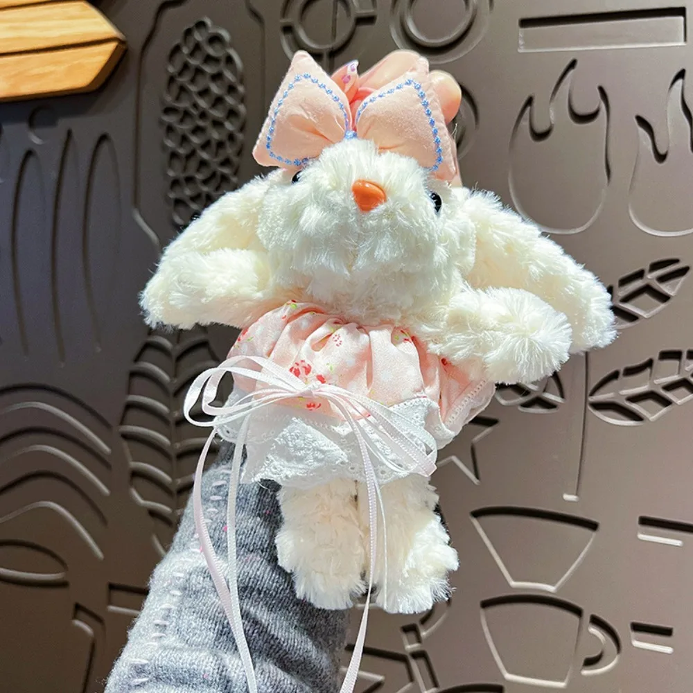

Bow Plush Rabbit Keychain Stuffed Princess Pearl Dress Rabbit Doll Keyring Cartoon Soft Drooping Ear Rabbit Pendant As Kids Gift