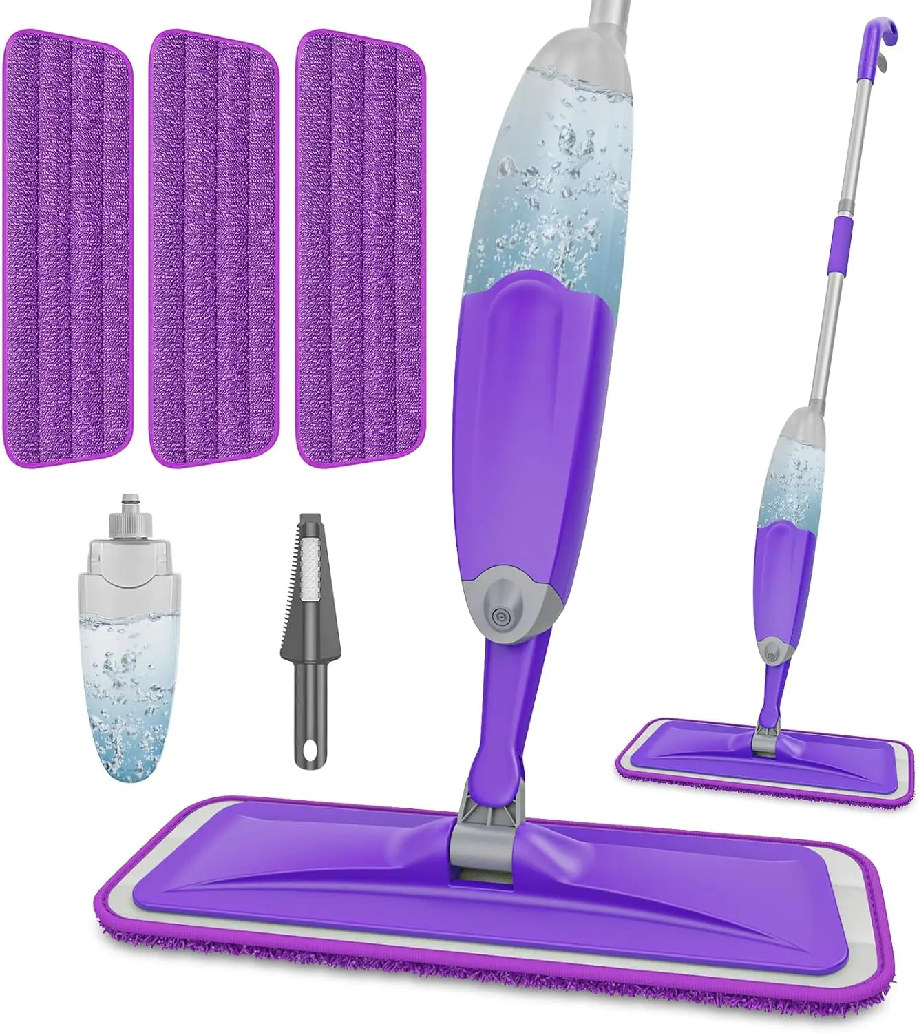 

Spray Mops for Floor Cleaning: Wet Mop for Hardwood Tile Wood Laminate Vinyl - 3 Washable Microfiber Pads for Swiffer Powermop