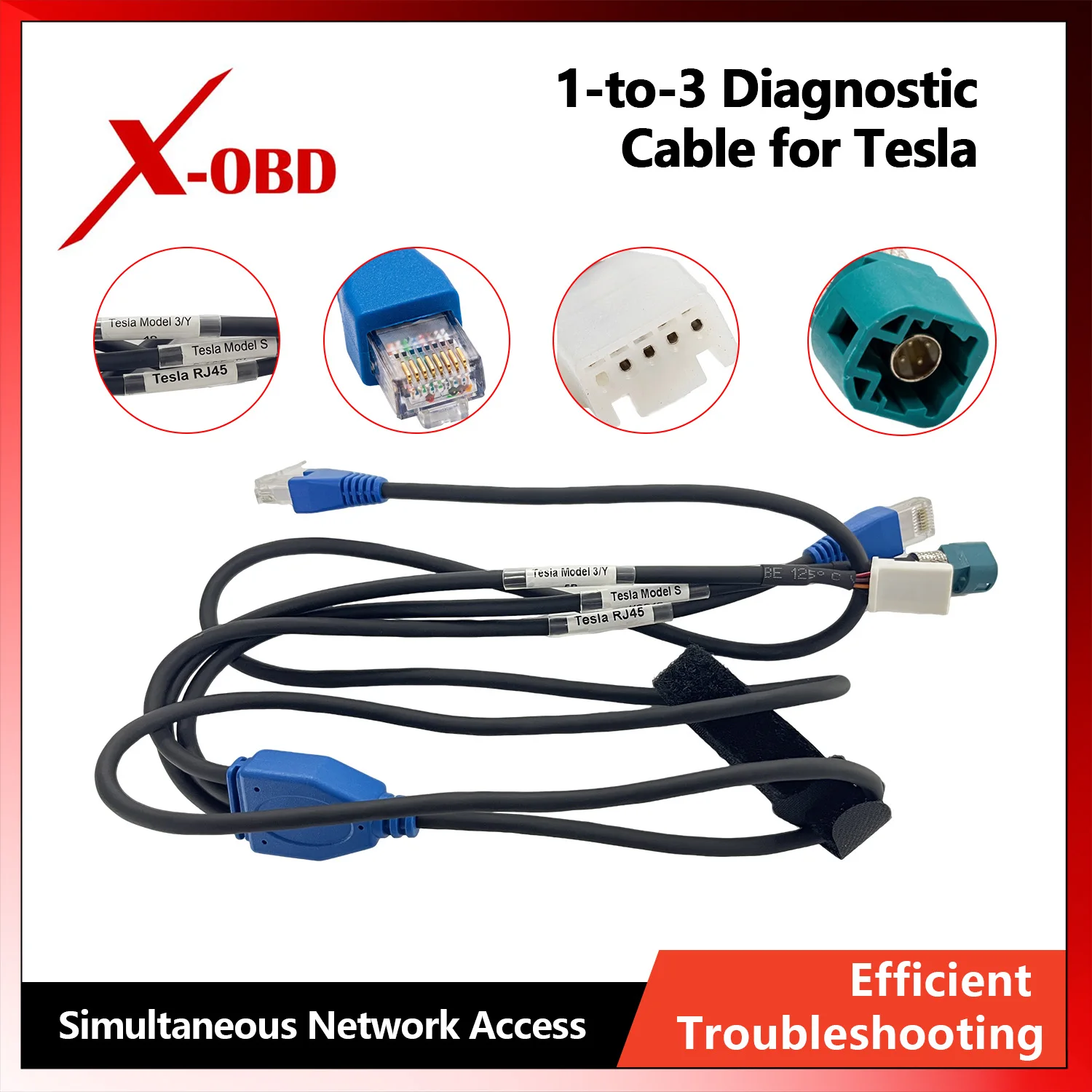 

1 to 3 CAN Bus Diagnostic Cable Compatible with Tesla Model 3 Y S X Vehicle Communication Adapter