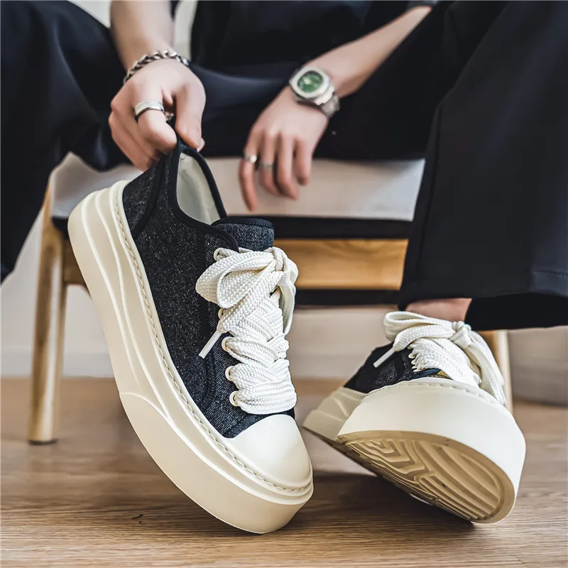 Original Men's Canvas Shoes Men Fashion Casual Breathable Platform Sneakers For Man Trend Leisure Comfortable Chunky Cloth Shoes