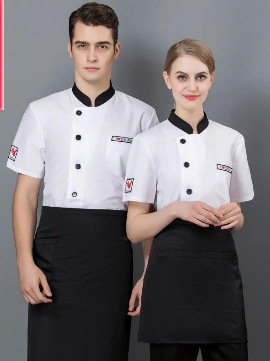 

White ort Sve Chef Work orm Men's Summer Kitchen Clothes Hotel Restaurant Ba Kitchen Apparel Chef's Workwear