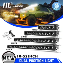 HL Dual DRL Led Light Bar 10inch-52inch Hood Reflector 6000K LED Driving Light 6500K+3000K DRL For off-road use Truck 12V 24V