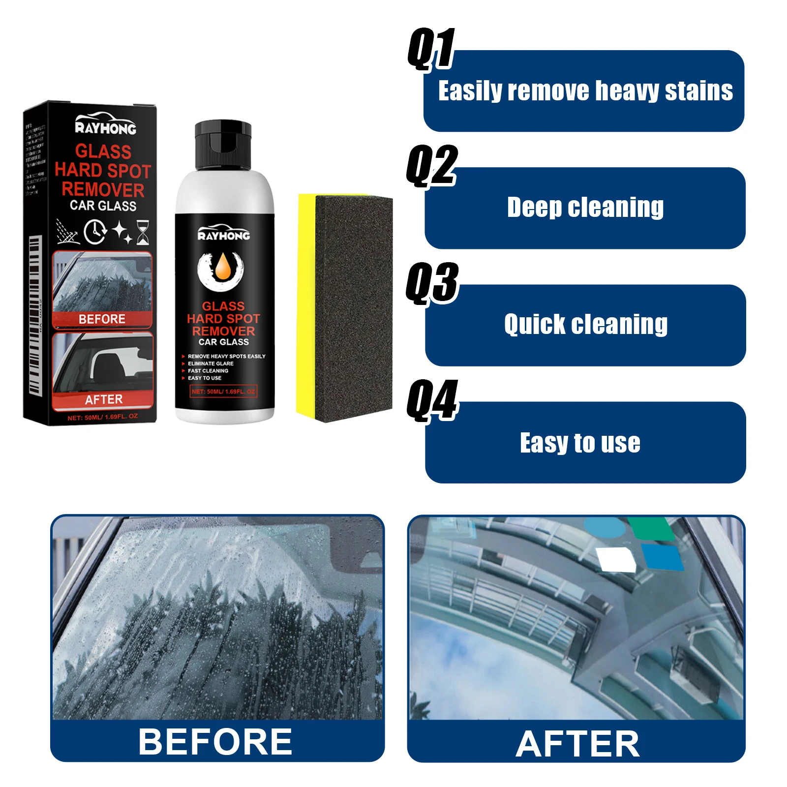 Car Glass Polishing Paste Windshield Anti-Rain Coating Repair Scratch Water Spots Removal Auto Cleaning Glass Oil Film Remover