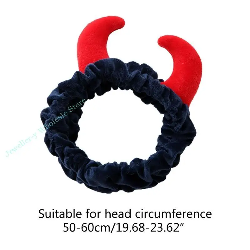 R7UF RED OX DAMON HORNS 헤드 밴드 메이크업 샤워 세척 페이스 스포츠 벨벳 헤어 밴드