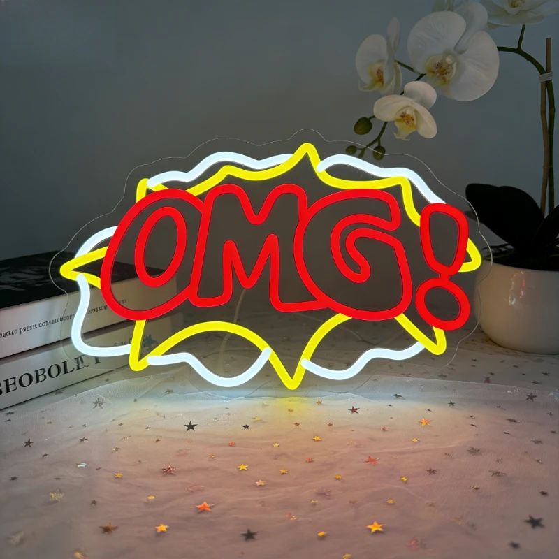 omgネオンサインledナイトライト3dアクリルポップアートコミックスタイルusb充電式ムードランプ（家庭用、バー、パーティーの装飾に）