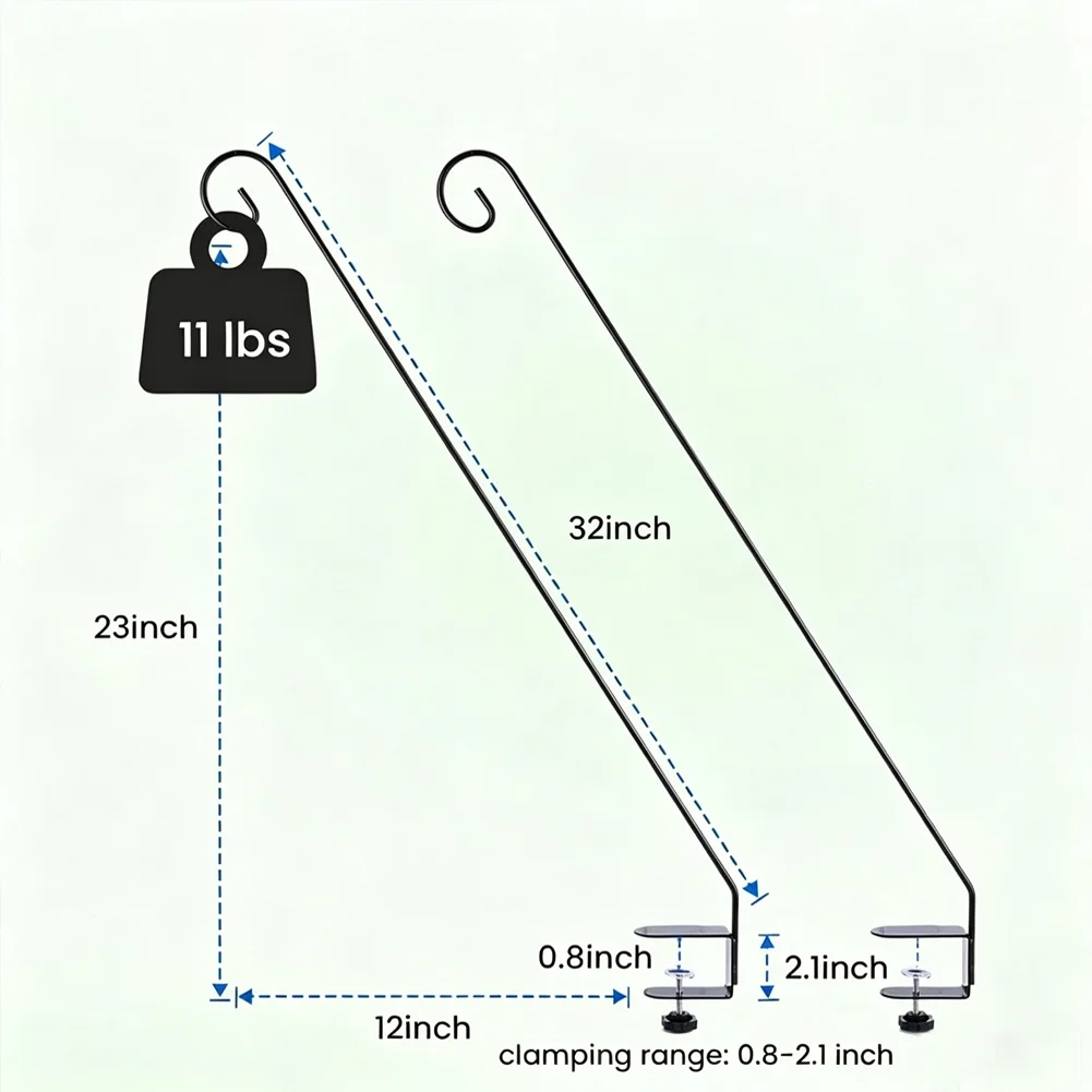 Deck Hook with Non-Slip Adjustable Horizontal Clamp for Hanging Bird Feeders Plants Suet Wind Chimes and Lanterns