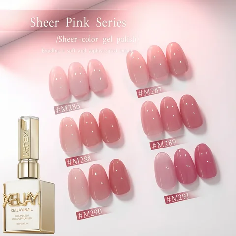 Soak Off UV Gel Polish XEIJAYI 1/6pcs Pink Series Gel Nail Polish, 15ml French Nail Gel Polish, Soak Off UV Light Cure Gel Polish For Nail Decoration