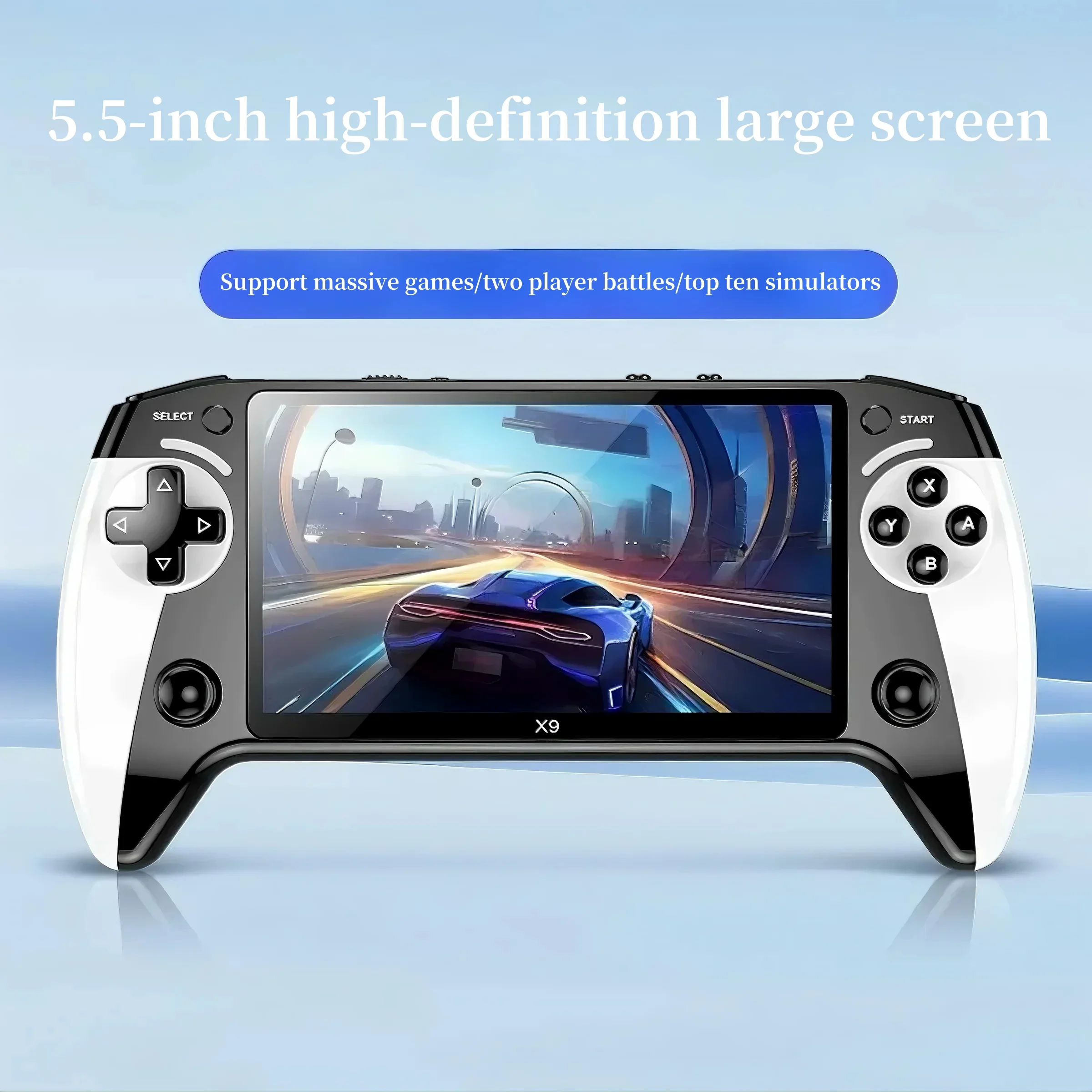 وحدة تحكم ألعاب X9 5.5 بوصة عالية الدقة IPS تدعم مخرج P1 Arcade Hd لعصا التحكم المزدوج GB GBA GBC