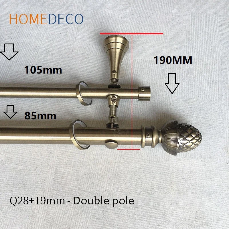 سبائك الألومنيوم قضيب الستارة القطب الذهب الأسود واحد مزدوج القطب نحت قضبان الستائر الرومانية حامل المسار الملحقات حسب الطلب #4