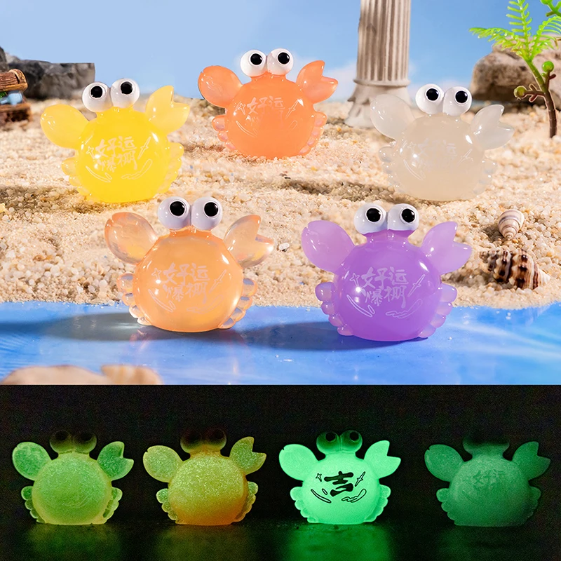 

1Pc Cute Cartoon Luminous Crab Micro Landscape Figurines Fairy Garden Decoration Crab Home Decor Glow At Night Desk Ornaments