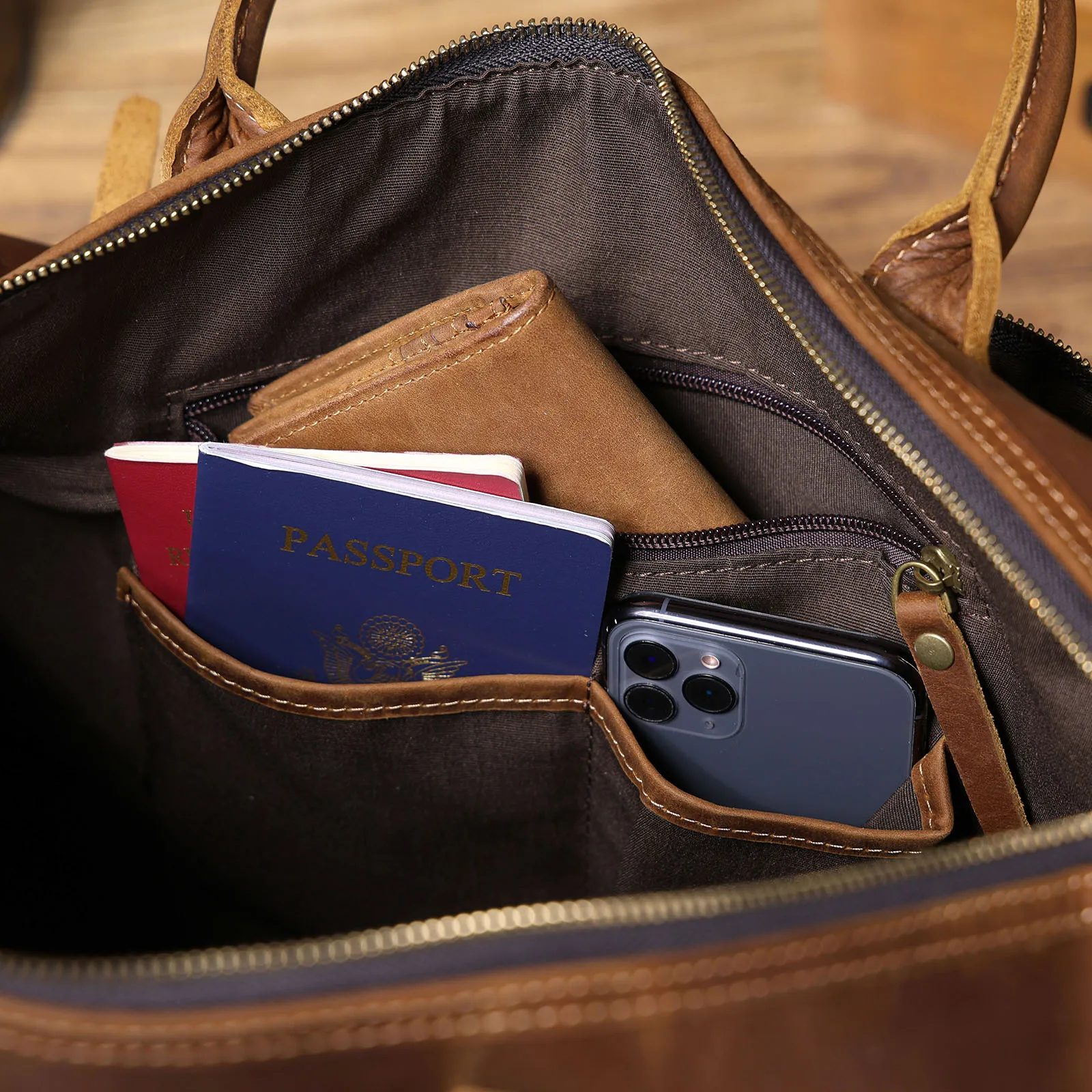 S.WORKER Premium Echtleder Business-Handtasche Vintage Herren Vollnarbenleder-Aktentasche für Geschäftsarbeit 16" Laptop-Tasche – Detail 21