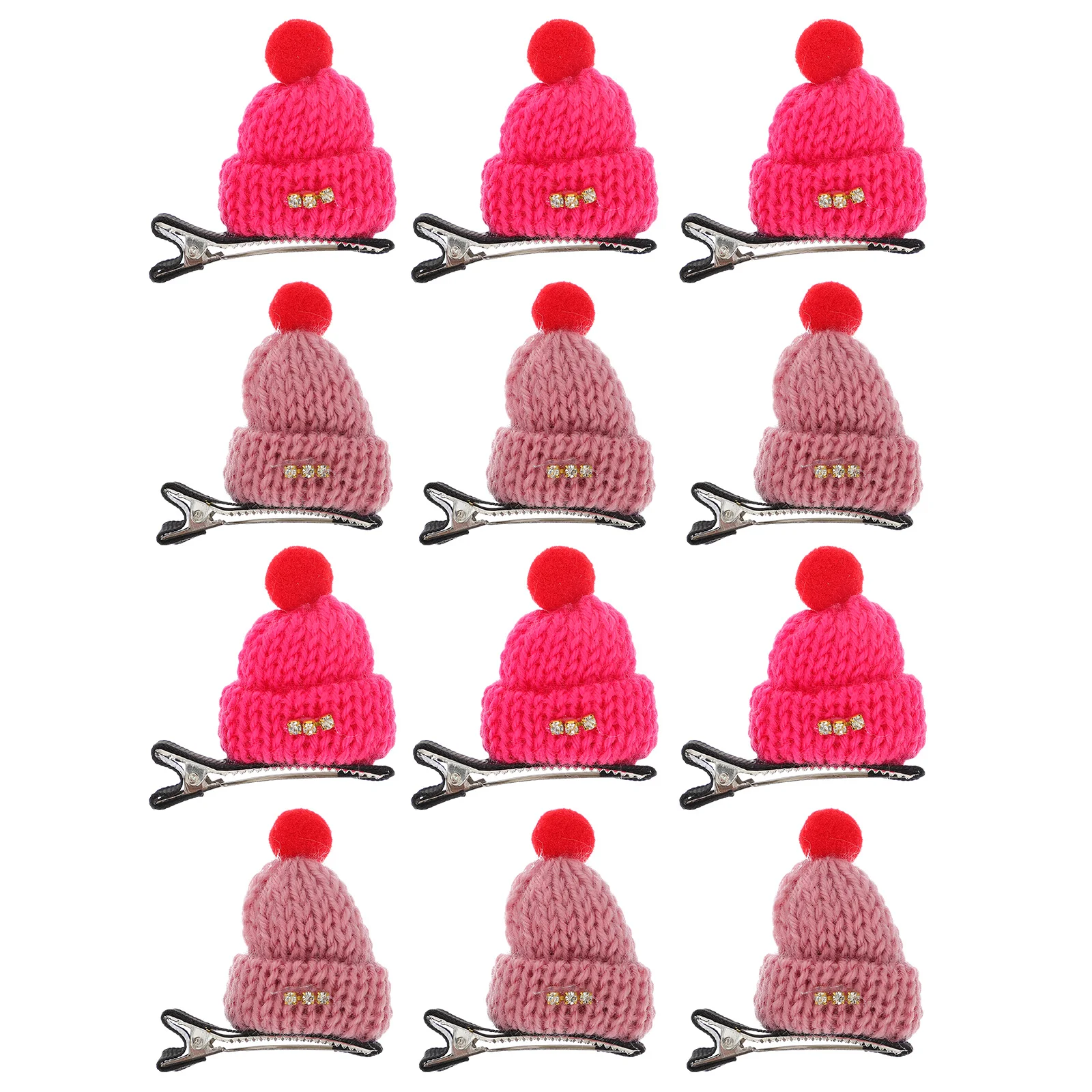 

12pcs Kids Hair Clips Christmas Headdress Xmas Little Hat Accessories Pink Safe Durable Mini Sets