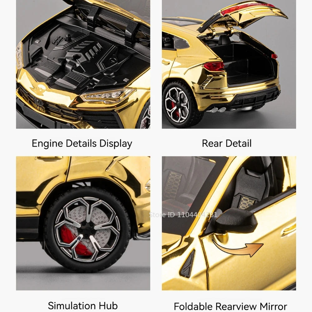 1:24 Lambor URUS LP770 Diecast Alloy Model Toys Car Doors Opened Sound Light Pull Back Miniature Vehices Fashion Gift for Friend
