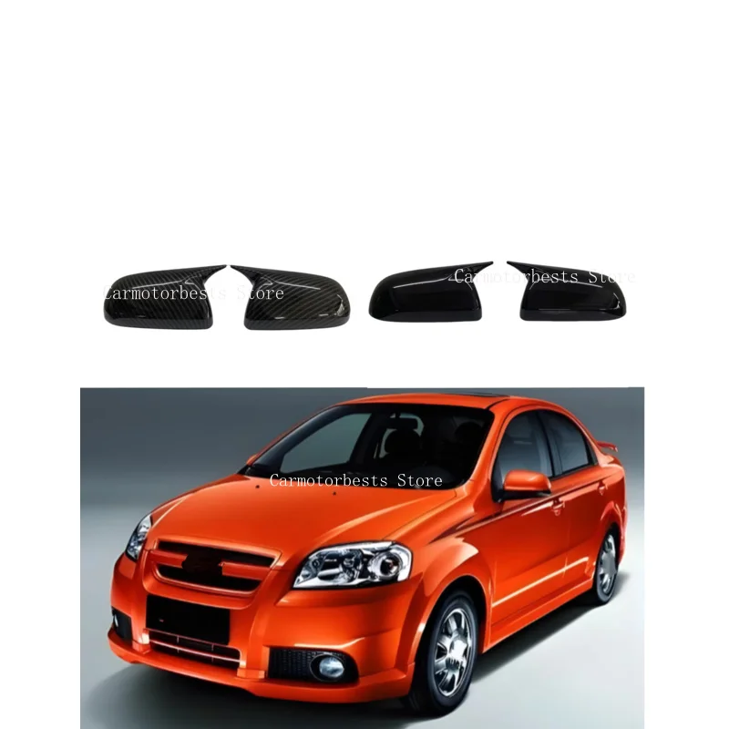 Car  Rearview Side Mirror Cover Fit For  Chevrolet Lova Aveo 2007 2008 2009 2010   Wing Cap Rear View Case Trim Carbon Fiber