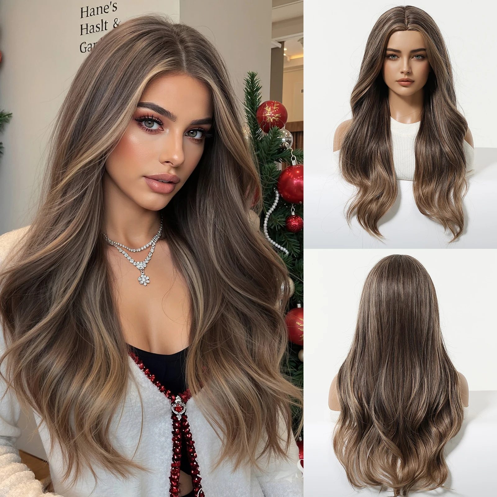 

Long Wavy Light Blonde Wig Without Bangs for Women Synthetic Hair Heat Resistant Fiber Realistic Daily Wear Cosplay Party Use