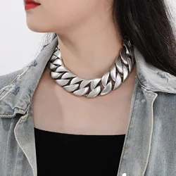 KALEN 31MM Black Cuban Chain Men's Bracelet Women‘s Choker Vintage Larger Necklace Cool Girl Trendy Stainless Steel Jewelry Gift
