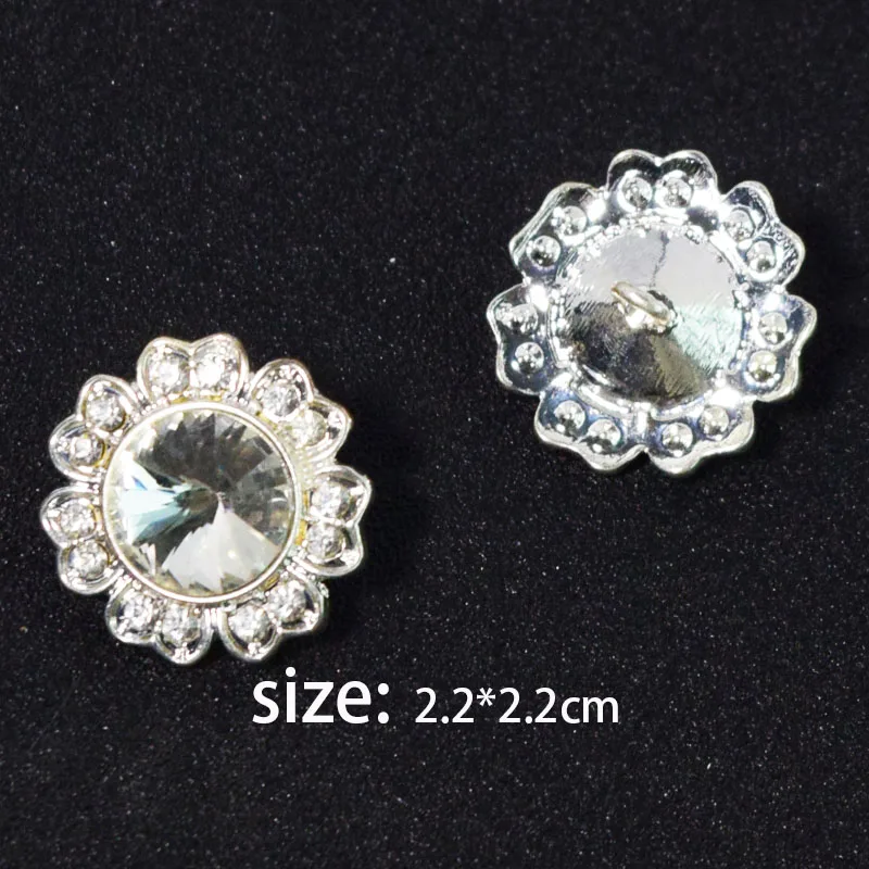 10pcs circular handicraft decorative buckles flowers rhinestone diamond alloy  button for sewing clothes