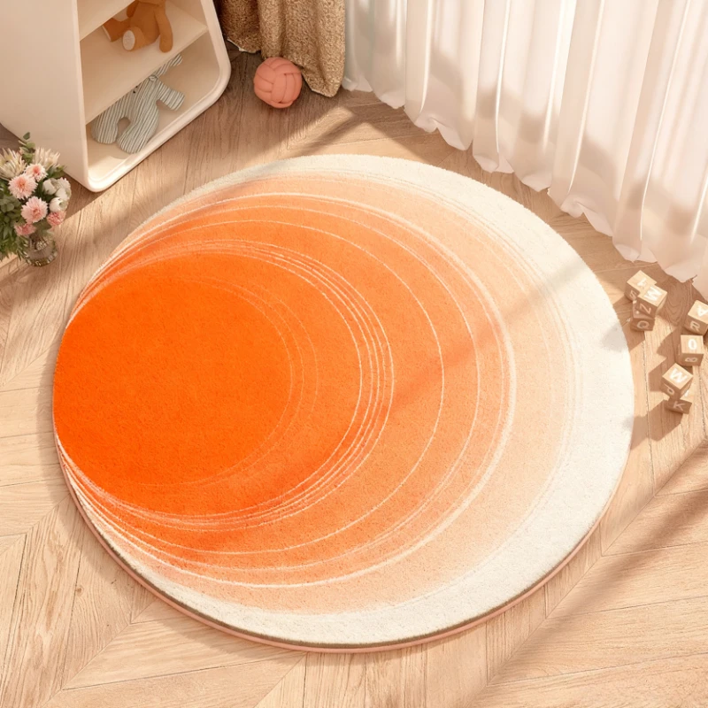 Gradient Color Round Carpet – Thick Plush Fluffy Soft Bedside Mat, Washable Lounge Rug for Bedroom & Living Room Decor