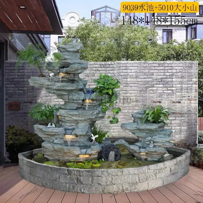 flowing water ornament circulation lucky rockery fountain fish pond landscaping decoration