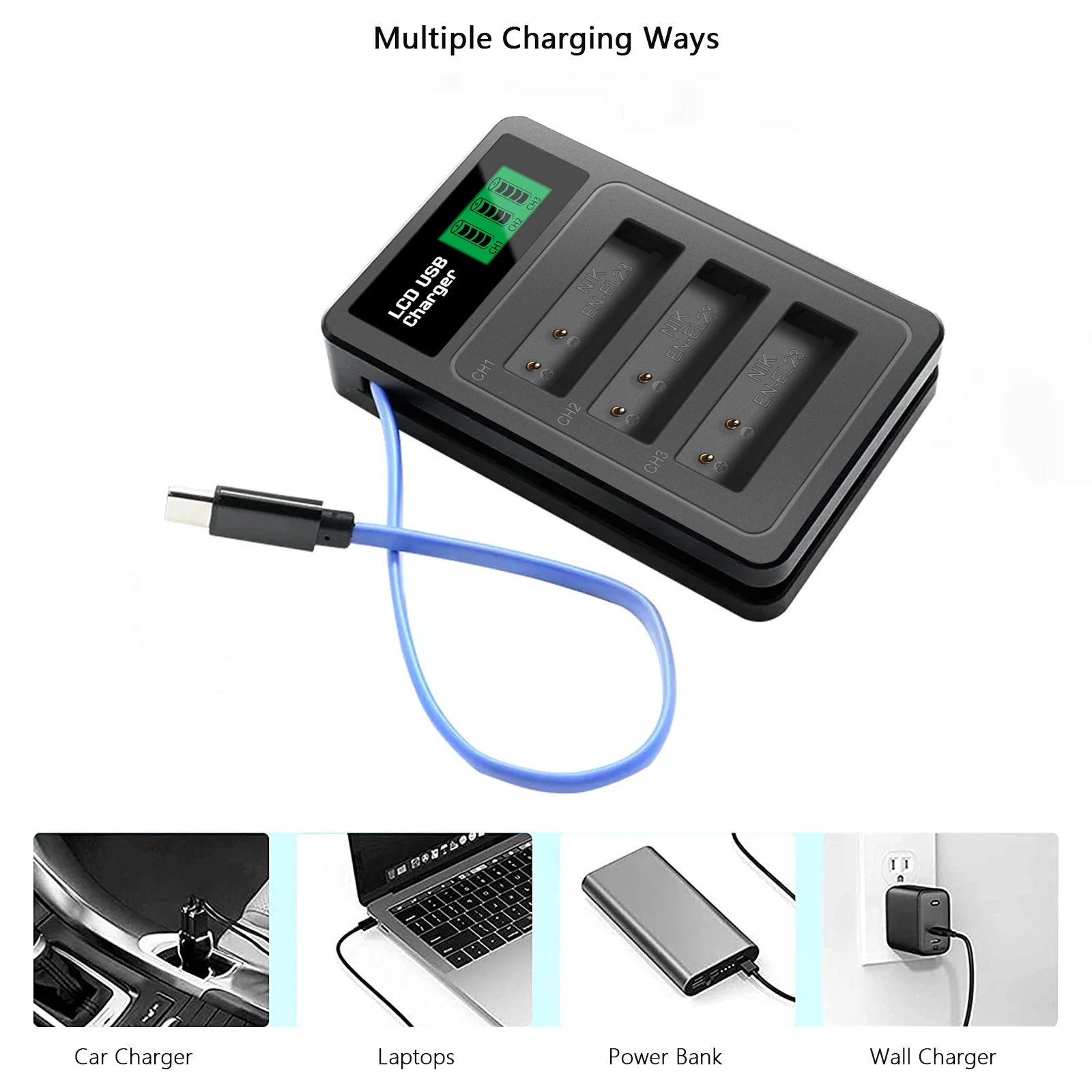 2000 мАч EN-EL23 EN EL23 аккумулятор и зарядное устройство с 3 слотами для ЖК-дисплея для Nikon Coolpix B700 P610s P600 P900s S810c P610 P900