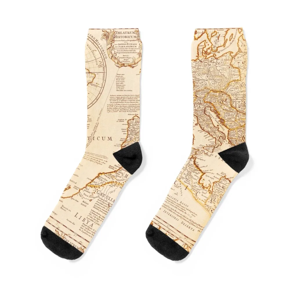 

Roman empire Vintage map. Ancient white map of Rome, Italy Socks new in's gift hockey Argentina Male Socks Women's
