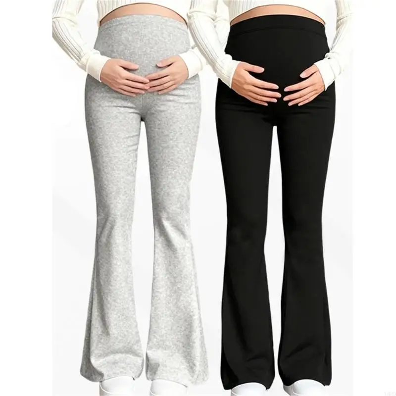 

Y88D расклешенные брюки для беременных с эластичной резинкой на талии, удобные зимние повседневные брюки