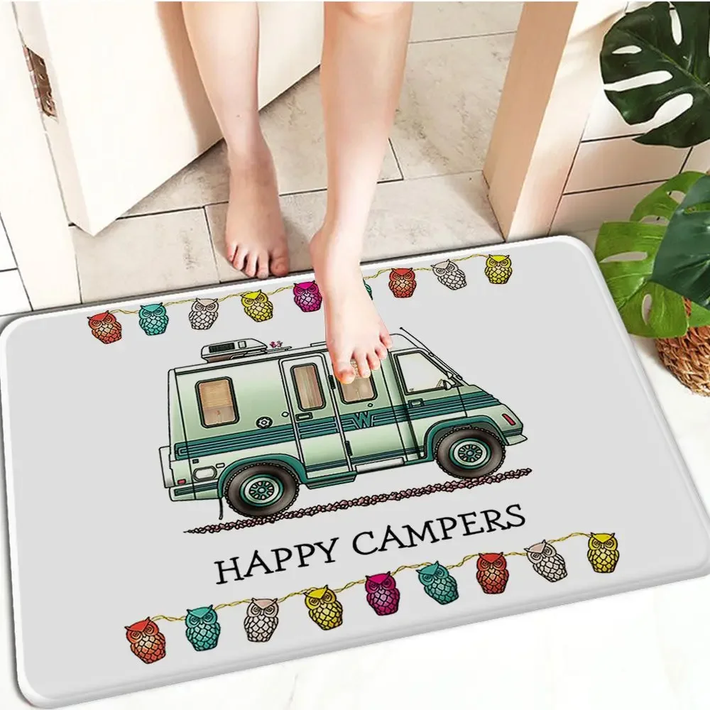 Happy Campers Kitchen Mat Living Room Carpet Non-Slip Floor Mat Laundry Room Bath Mat Decor Bedroom Balcony Rugs Hallway Doormat