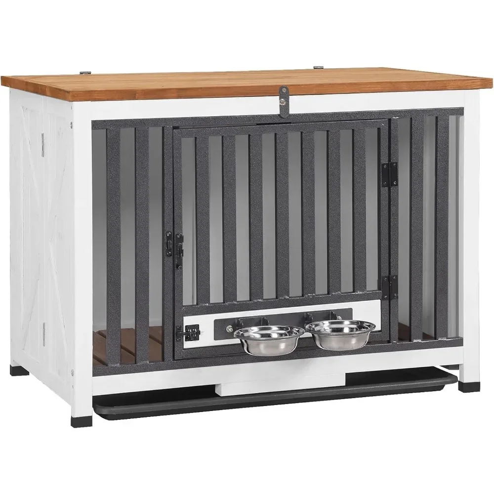

Dog Crate Furniture for Medium and Small Dogs Folding Heavy Duty Dog Kennel End Table, Dog House with Solid Wood Opening Roof