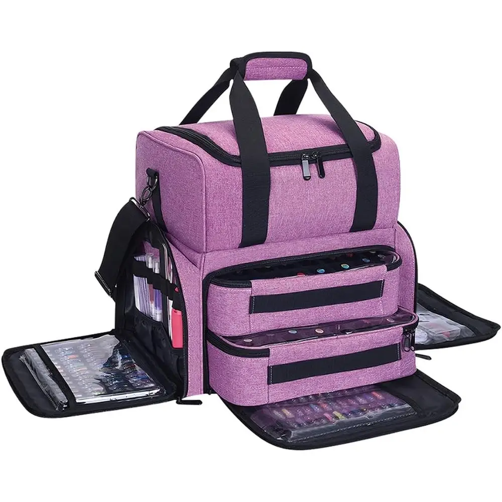 

Nail Polish Organizer Case Holds 80 Bottles (15ml - 0.5 fl.oz) and a Nail Lamp,Nail Polish Case with 2 Removable Bags