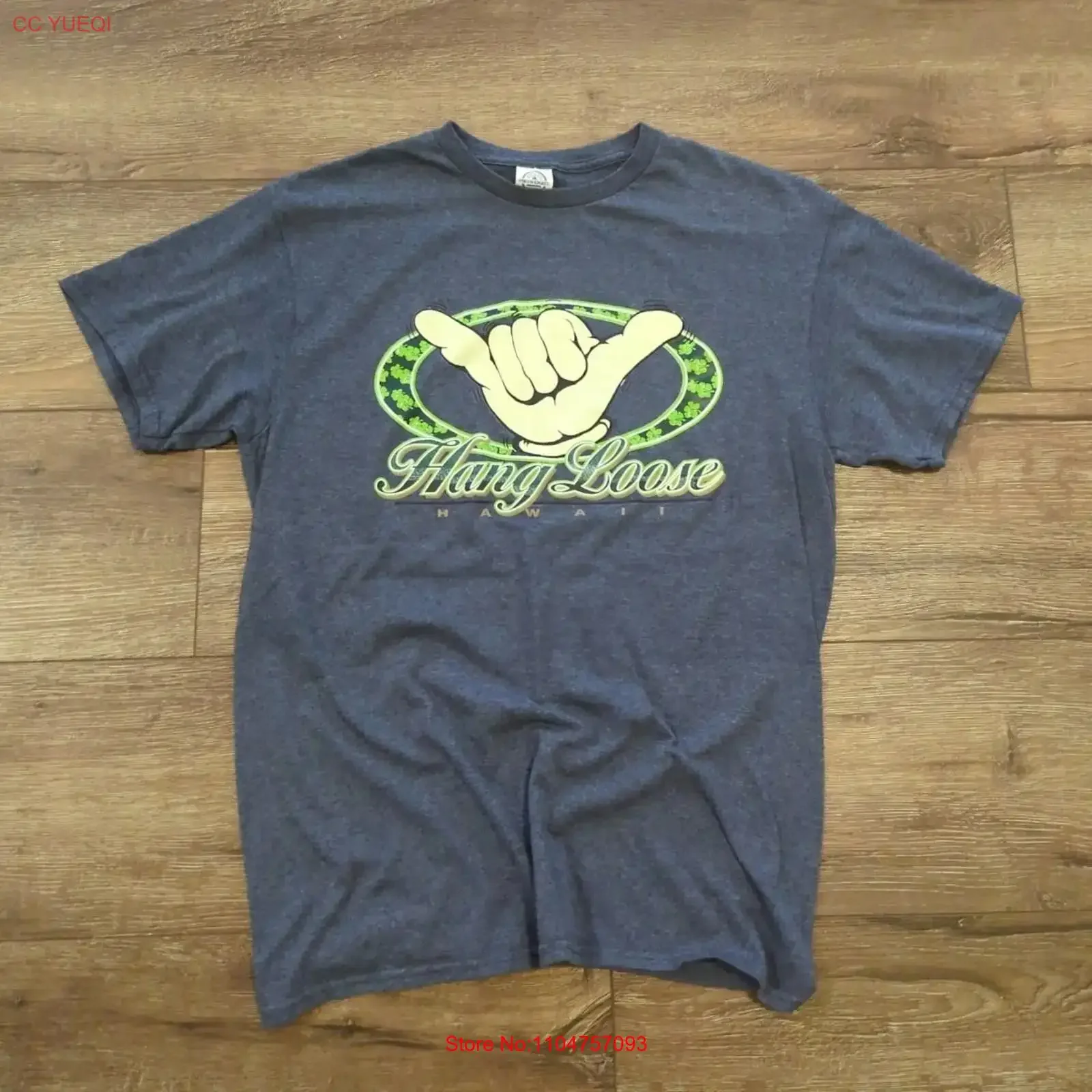 Camiseta Hawaiana Hang Loose para Adulto, Talla Mediana, Maui Surf Skate, Trébol de Cuatro Hojas, Estilo Vintage Lavado, Cómoda, Elegante, Ropa Urbana Informal