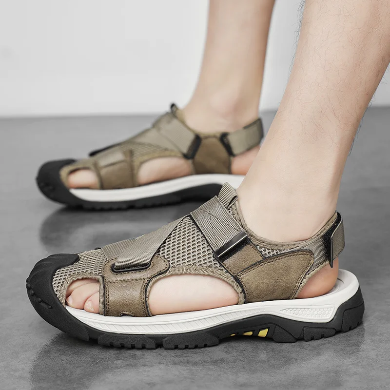 

38-45 nowa moda oryginalne skórzane męskie letnie sandały Sea Luxus Designer Tênis Masculino Casual Outdoor Water Beach Driving Shoes