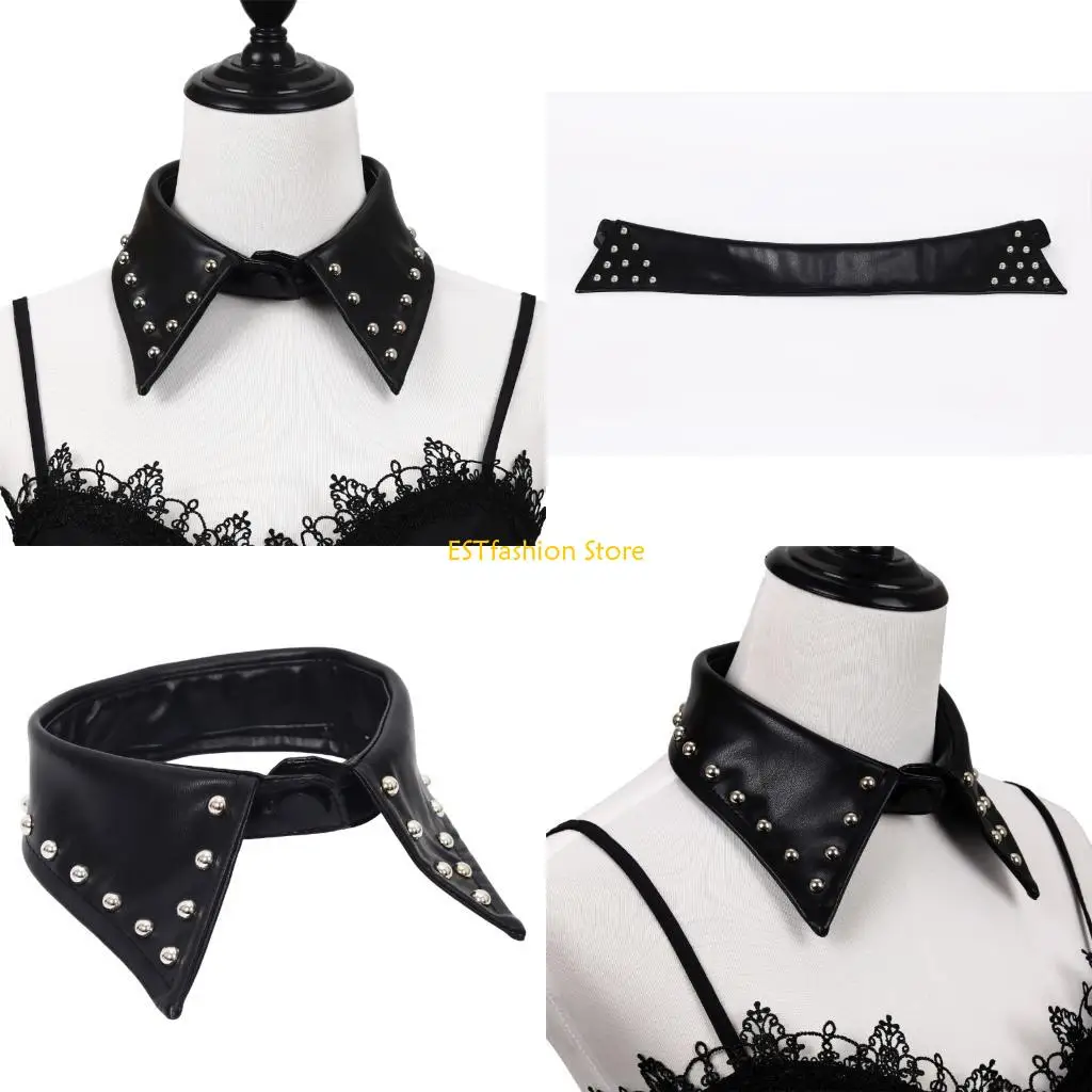 

Y5GC усиленный съемный искусственный воротник аксессуары в стиле панк-рок из синтетической кожи с металлическими шипами и колье