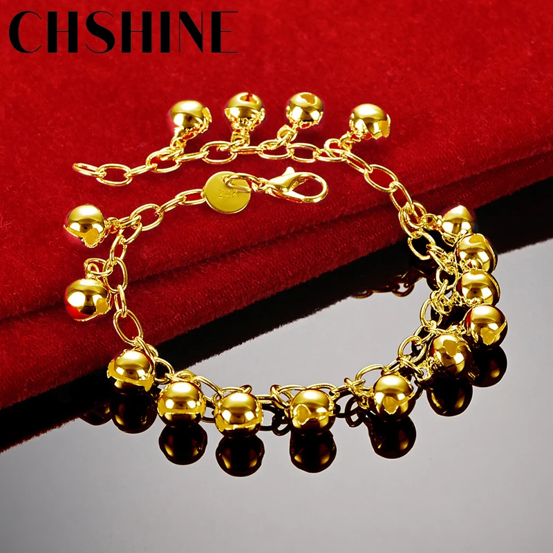 

CHSHINE 18K Gold Small Bell Bracelet For Women Wedding Engagement Party Fashion Charm Jewelry