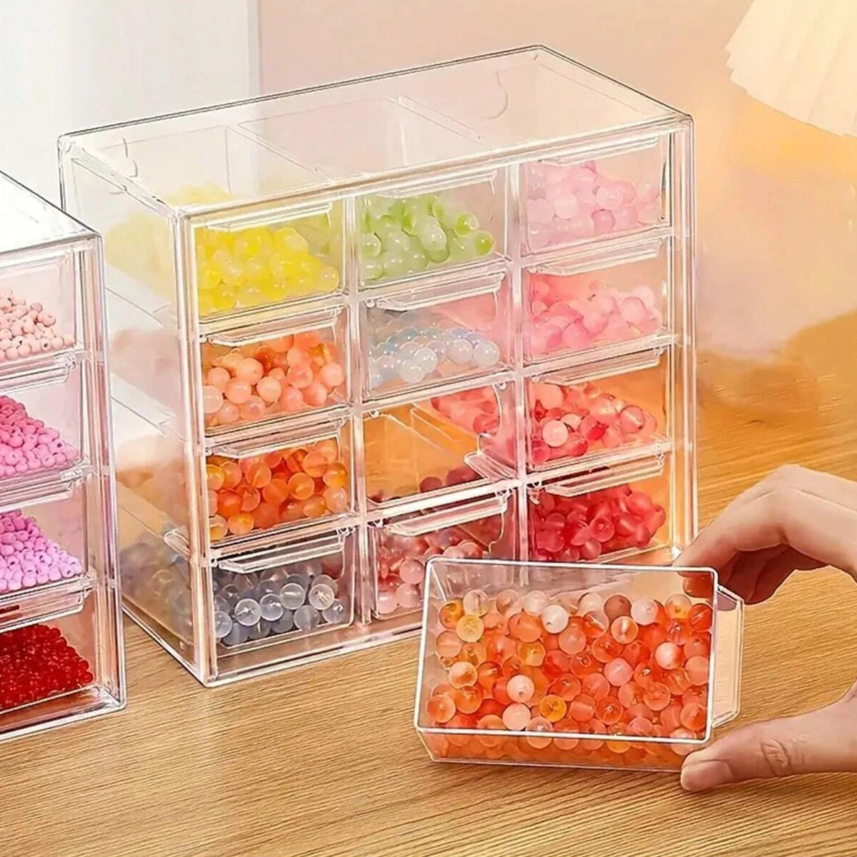 Acrylic Large Capacity Drawer Transparent Divided Beaded Storage Box DIY Handmade Jewelry Display Box