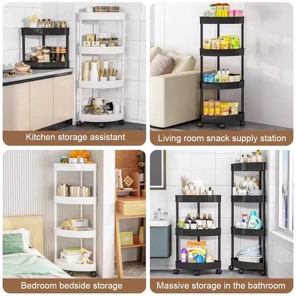 3/4/5 Tier Floor-standing Story Storage Racks Floor Kitchen Corner Bathroom Bathroom Corner Rolling Cart Gap Storage Rack Holder