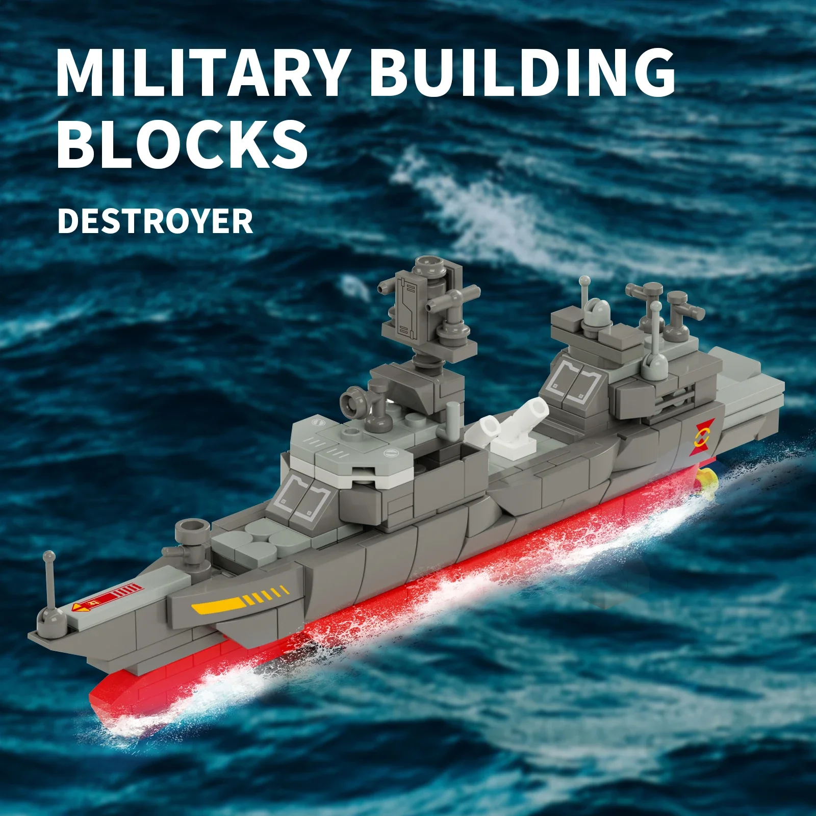 

Military Building Blocks Missile Destroyer Warship Model Kit 800pcs DIY Navy Battleship Bricks Toys for Boys Military Fans Gift