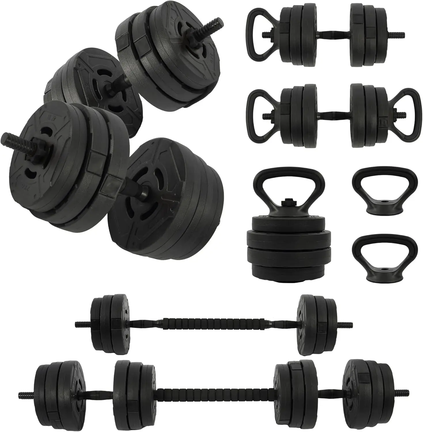 

Adjustable Dumbbells, 60lbs Free Weight Set with Connector, Multiple Function Dumbbells Set Barbell, Kettlebells, Push up Stand,