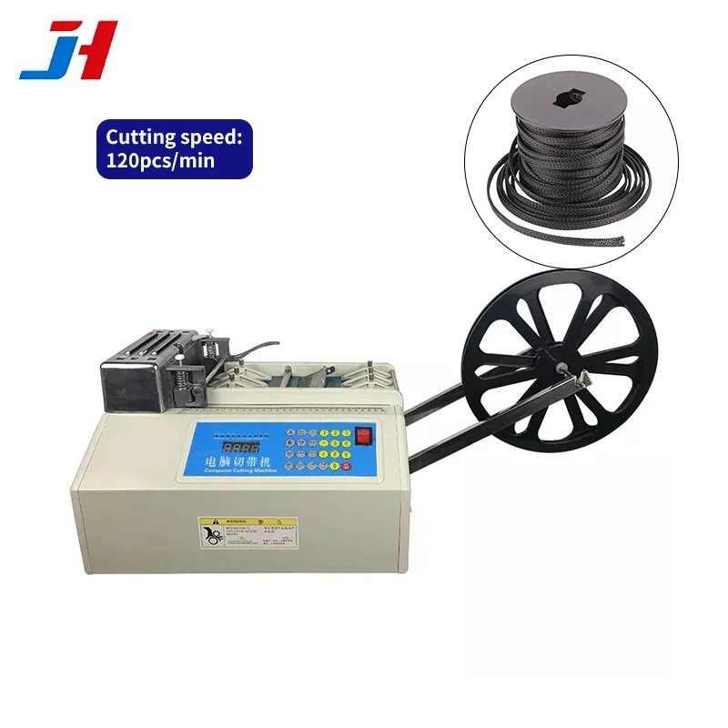JH-W100 Automatic Hot Cutting Braided Sleeving Machine 1-98mm Width, 0.1mm Precision  120pcs/min for Cable Wrap AC 220/110V