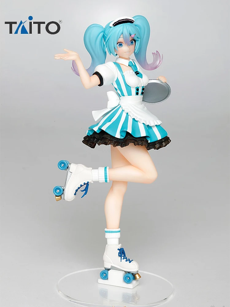 Bandai Anime Hatsune Miku Cafe Maid Exquisite Craftsmanship Toys Action Figure Anime Figure Model Holiday Gift 1：144 18cm