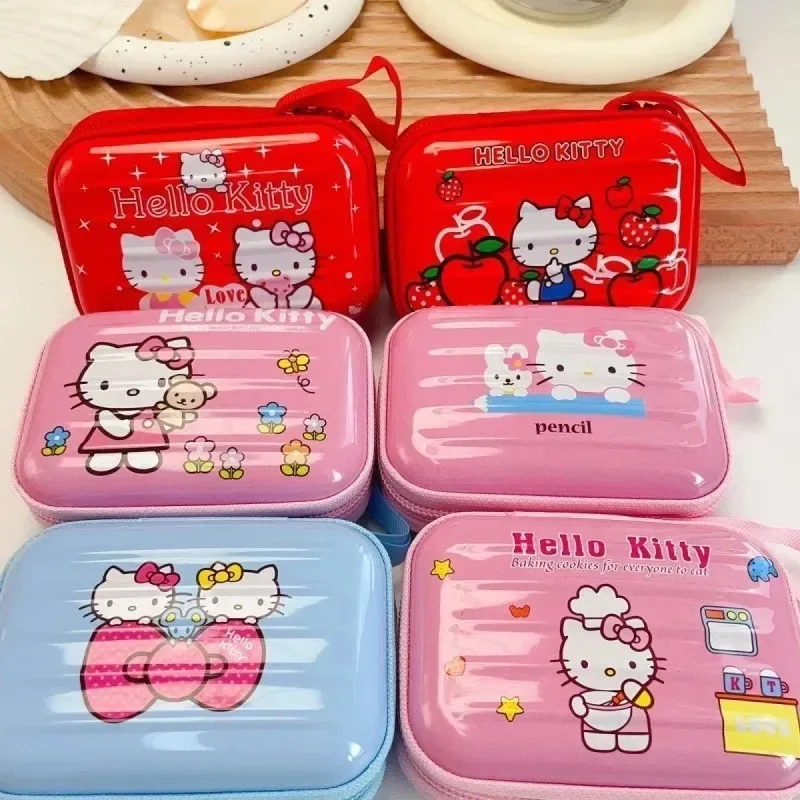 Hello Kitty Data Cable Charger Storage Bag Sanrio Creative Anime Kawaii Portable Zipper Square Jewelry Storage Protection Boxs