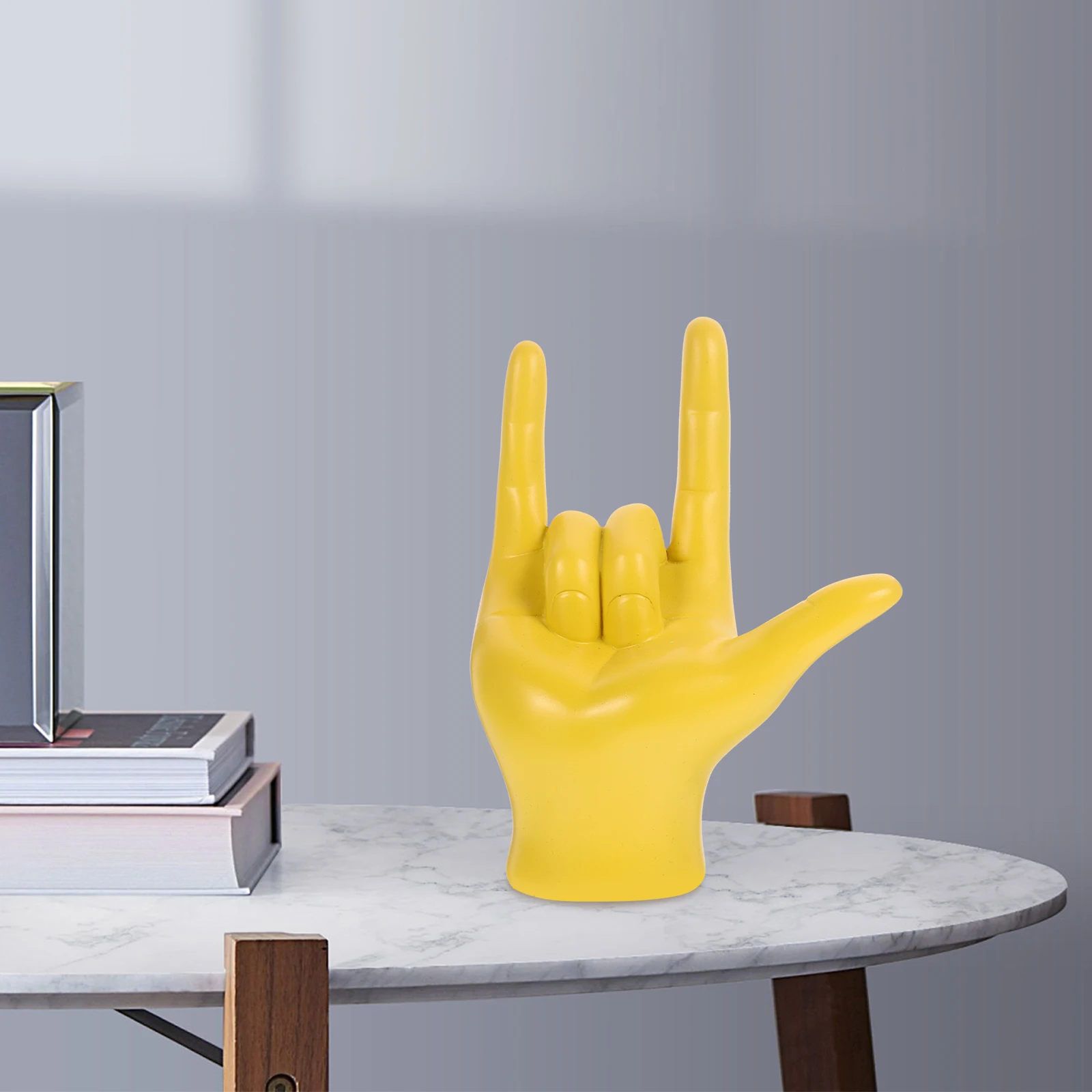 

Yellow Gesture Resin H Statue Decor Bedroom Study Desk H Gesture Figurine nament Modern Finger Sculpture Home Decor