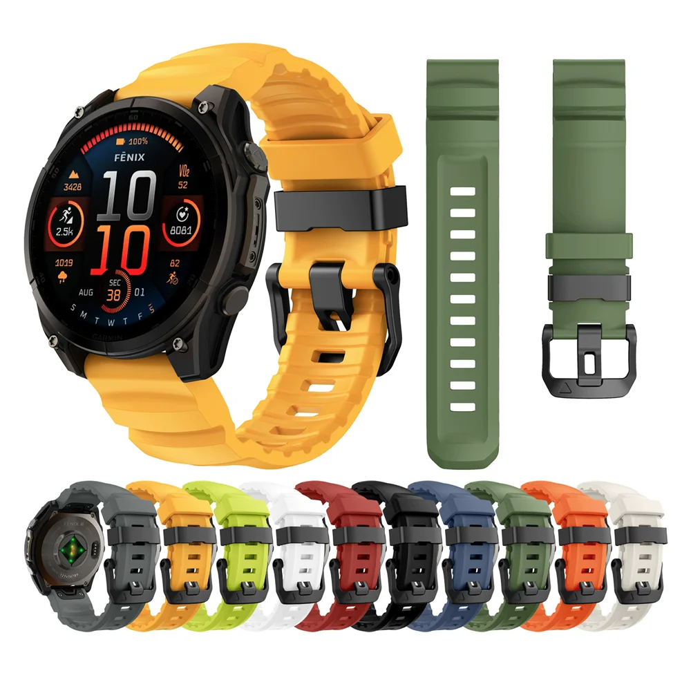 

Быстросъемный силиконовый ремешок 22 мм 26 мм для Garmin Fenix 8 7 7X 6X 6 5 5XPlus 3, ремешок для часов, дышащий браслет, спортивная замена